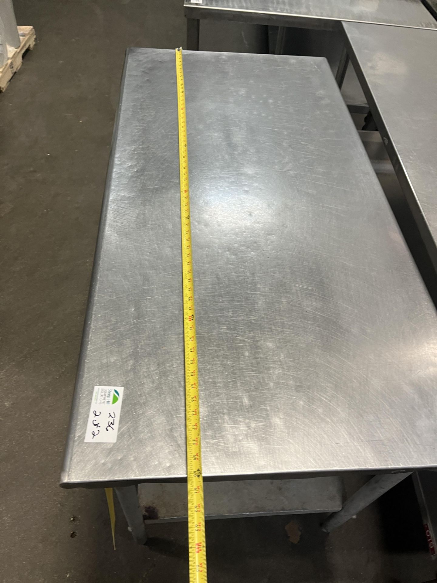 Lot of 1 SS Tables, one 88.5in Long, one 5ft Long A:88x30x35 B:60x30x36