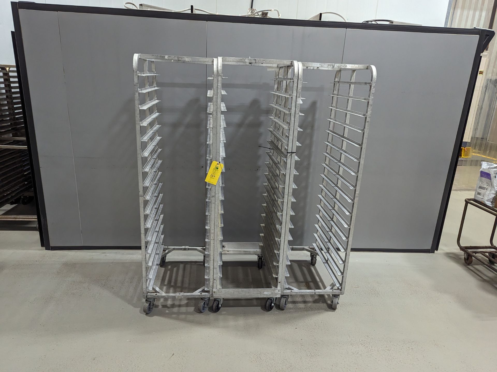 Lot of 3 Aluminum Racks, Dimensions LxWxH: 57x37x69 Measurements are for lot of 3 together