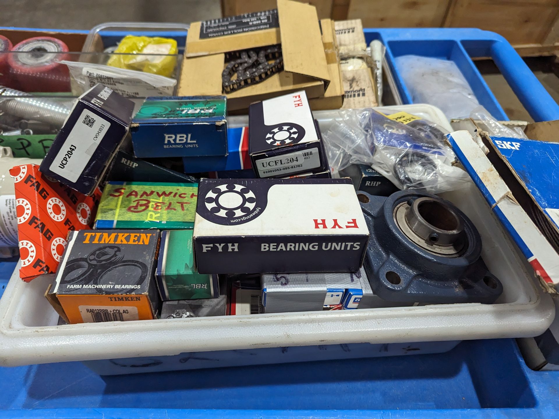 Cart of Assorted Parts, including bearings, sprockets, pallet jack wheels, spider couplers as - Image 4 of 9