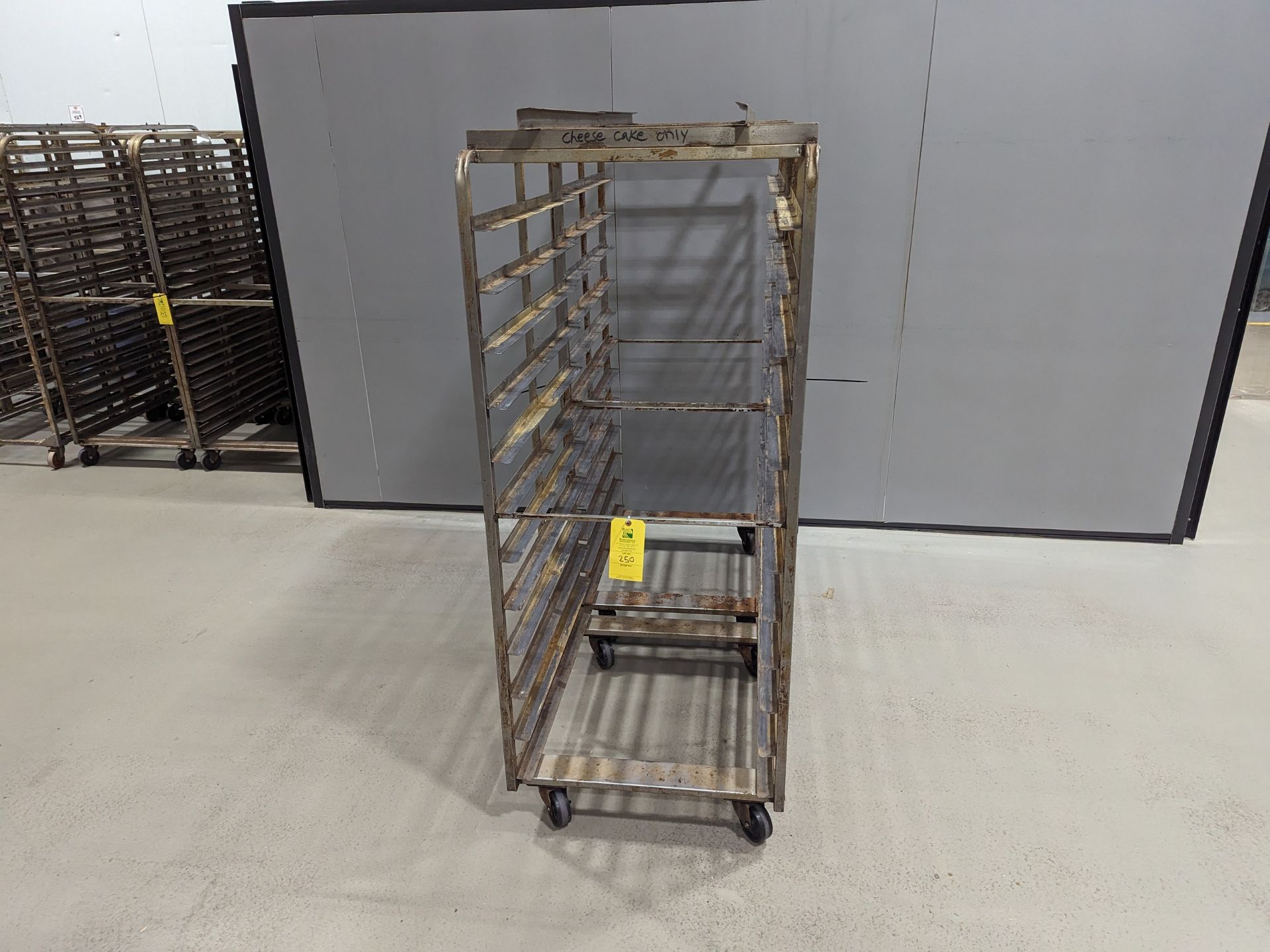 Lot of 2 Double Wide Stainless Steel Bakery Racks, Dimensions LxWxH: 72x28x69 Measurements are for