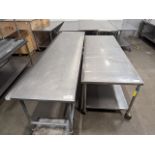 Lot of 2 SS Tables, one 8ft Long, one 116.5in Long A: 117x33x34 B: 84x36x37