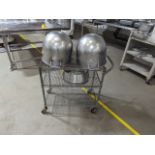 30 Quart Bowls and bowl extender on Rolling Cart, Dimensions LxWxH: 35x19x48