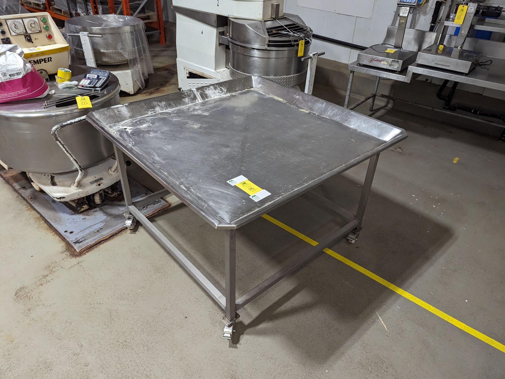 SS Prep Table with Raised Edge and Drain, work area 48in by 48in 57x57x35 - Image 4 of 5