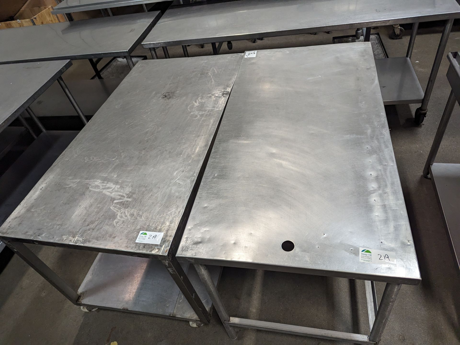 Lot of 2 5ft Long SS Tables, Dimensions LxWxH: 60x32x34 each