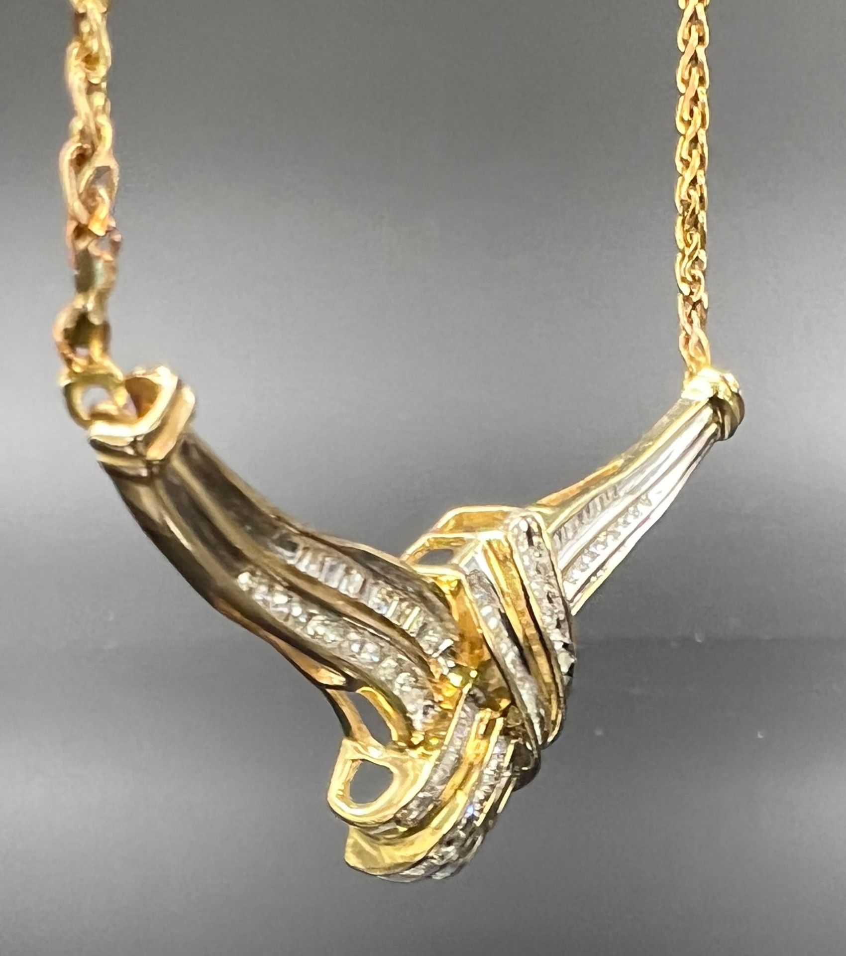 Necklace. 585 yellow gold and white gold with diamonds. - Image 3 of 10
