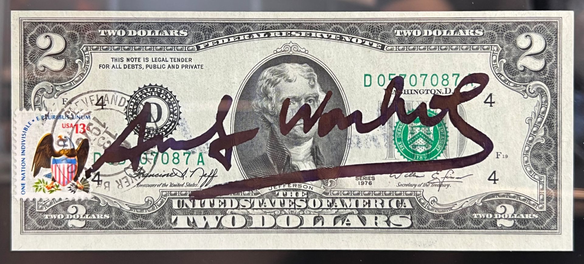 Andy WARHOL (1928 - 1987). Signed 2-dollar banknote. - Image 2 of 9