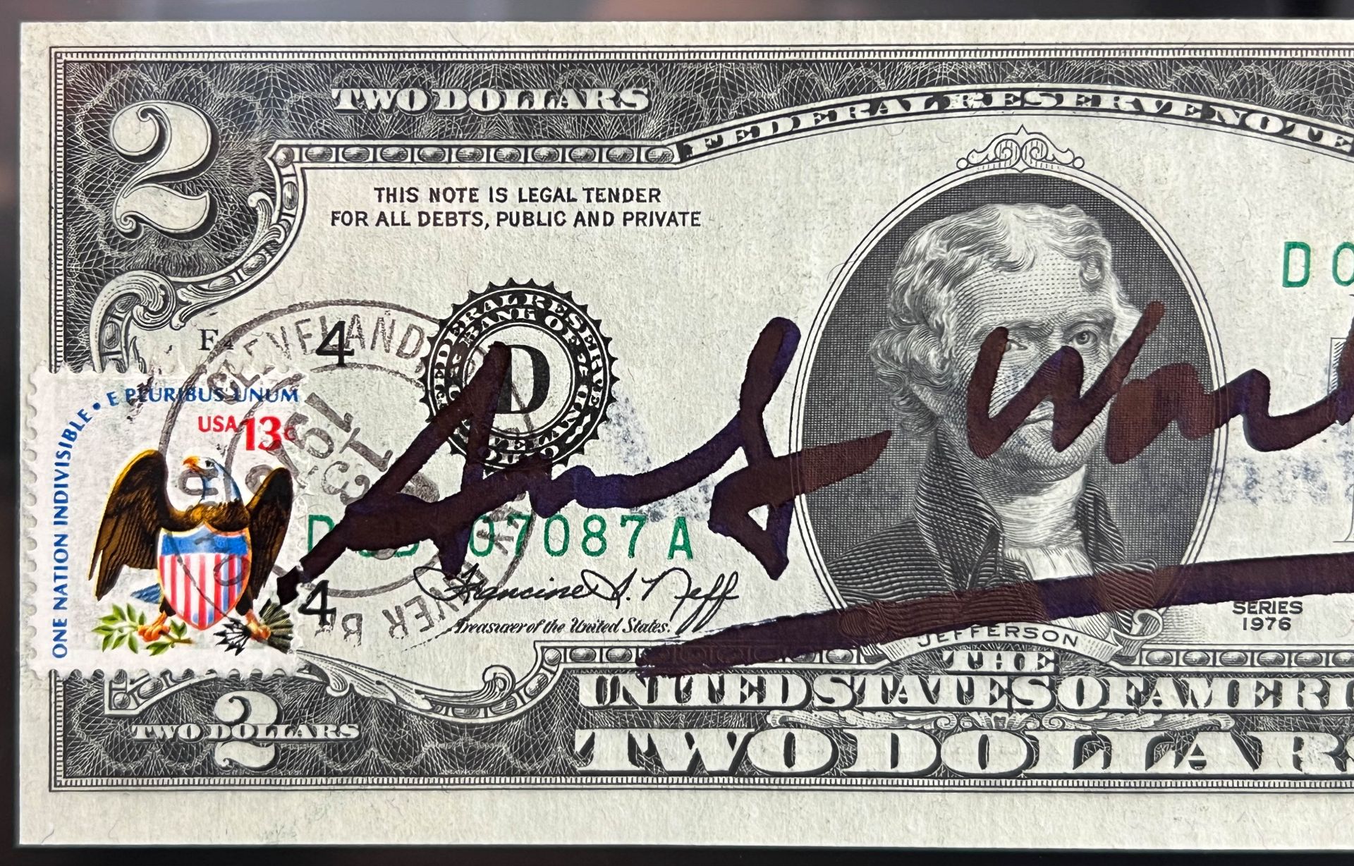 Andy WARHOL (1928 - 1987). Signed 2-dollar banknote. - Image 3 of 9