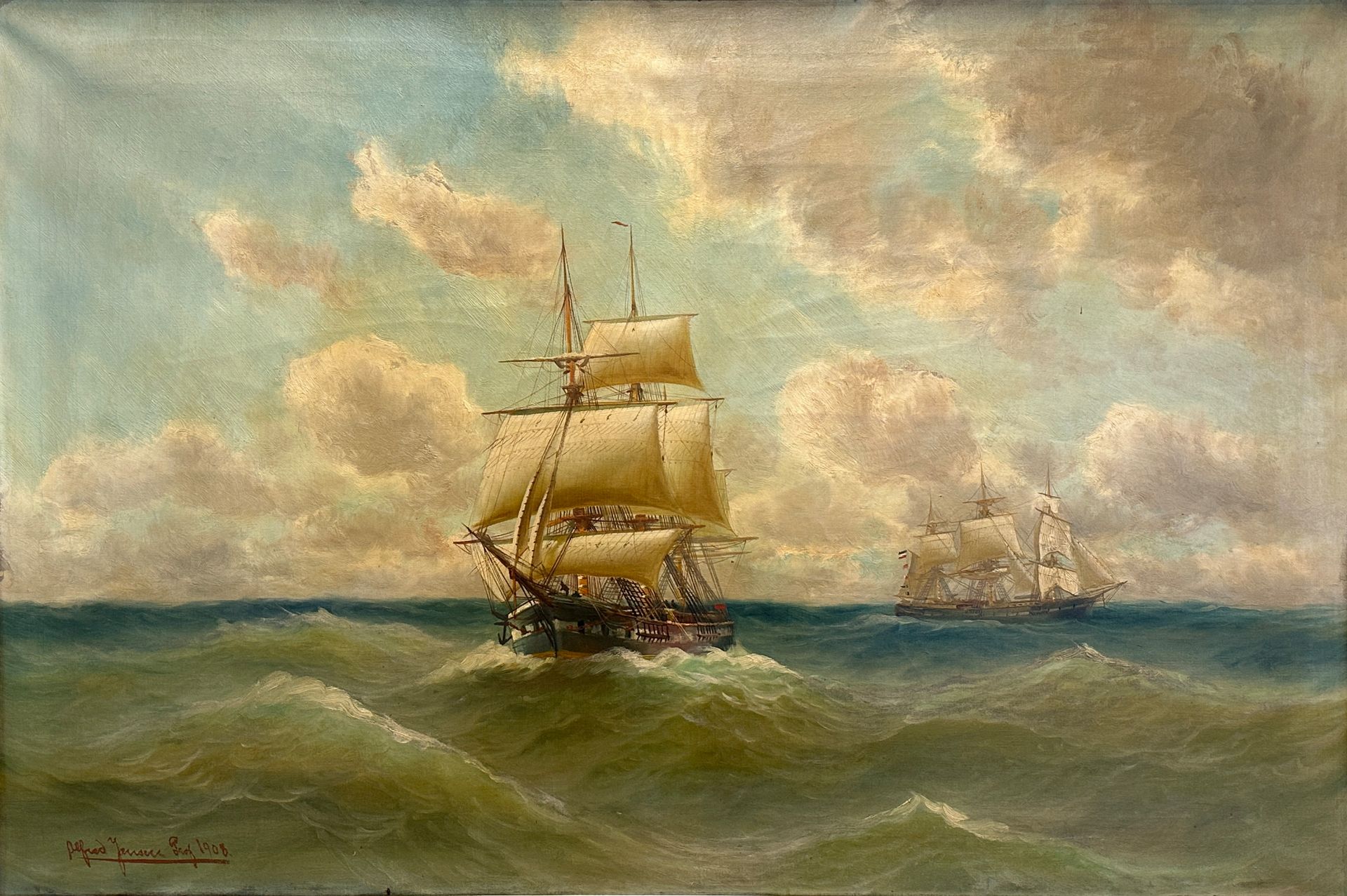 Alfred JENSEN (1859 - 1935). Sailing ships. 1908.