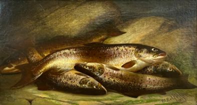 Henry ROLFE (1824 - 1881). Still life with trouts. 1867.