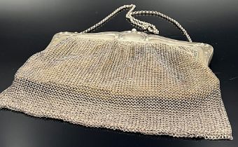 Antique evening handbag with separate purse. 800 silver.