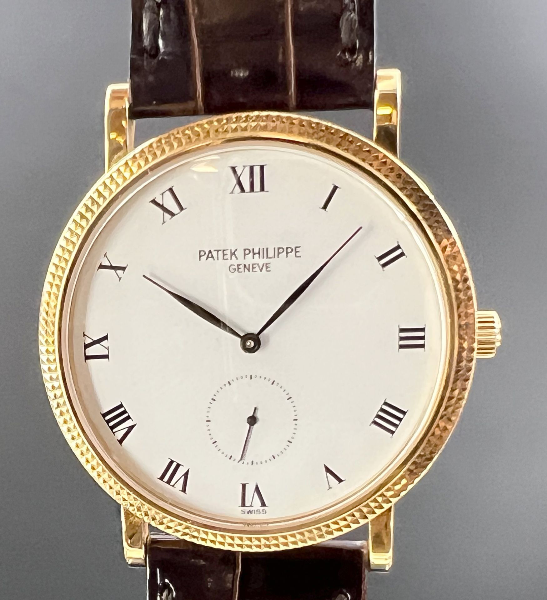 PATEK PHILIPPE Calatrava Clous de Paris wristwatch wristwatch for men. 750 yellow gold. Ref. 3919. - Image 7 of 12