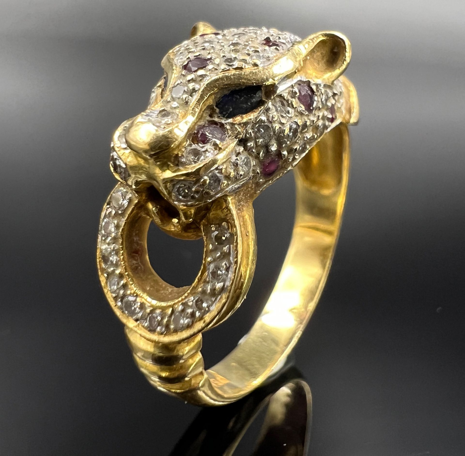 Ladies' ring "Cheetah". 750 yellow gold and white gold with gemstone setting. - Image 2 of 7