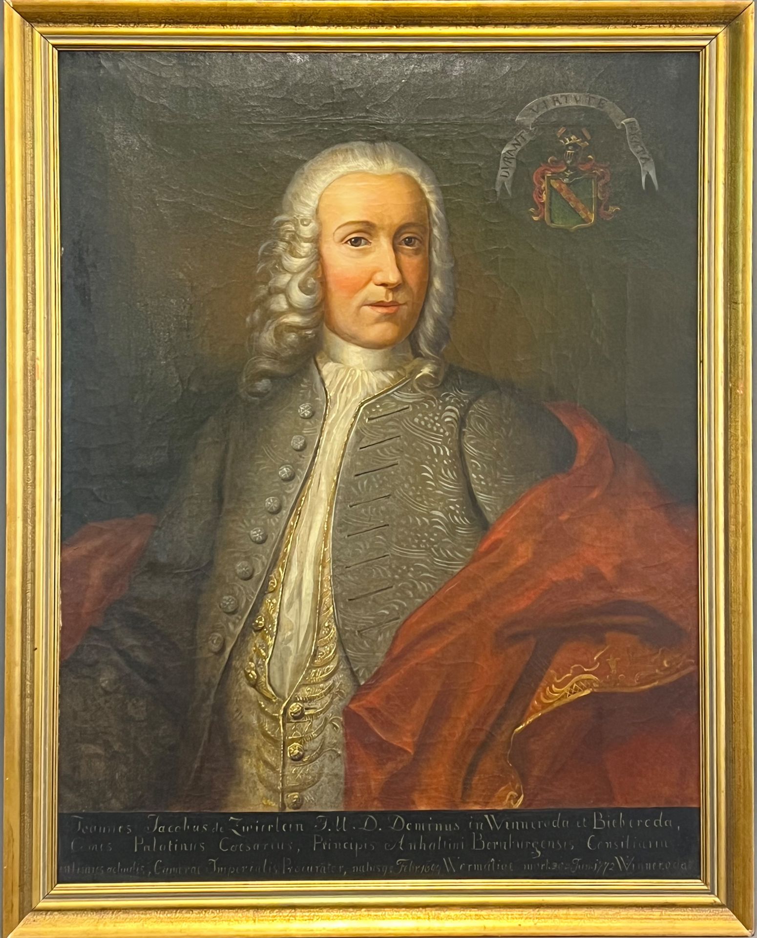 UNSIGNED. Ancestral portrait. Johann Jacob von Zwierlein (1699 - 1772). - Image 2 of 13