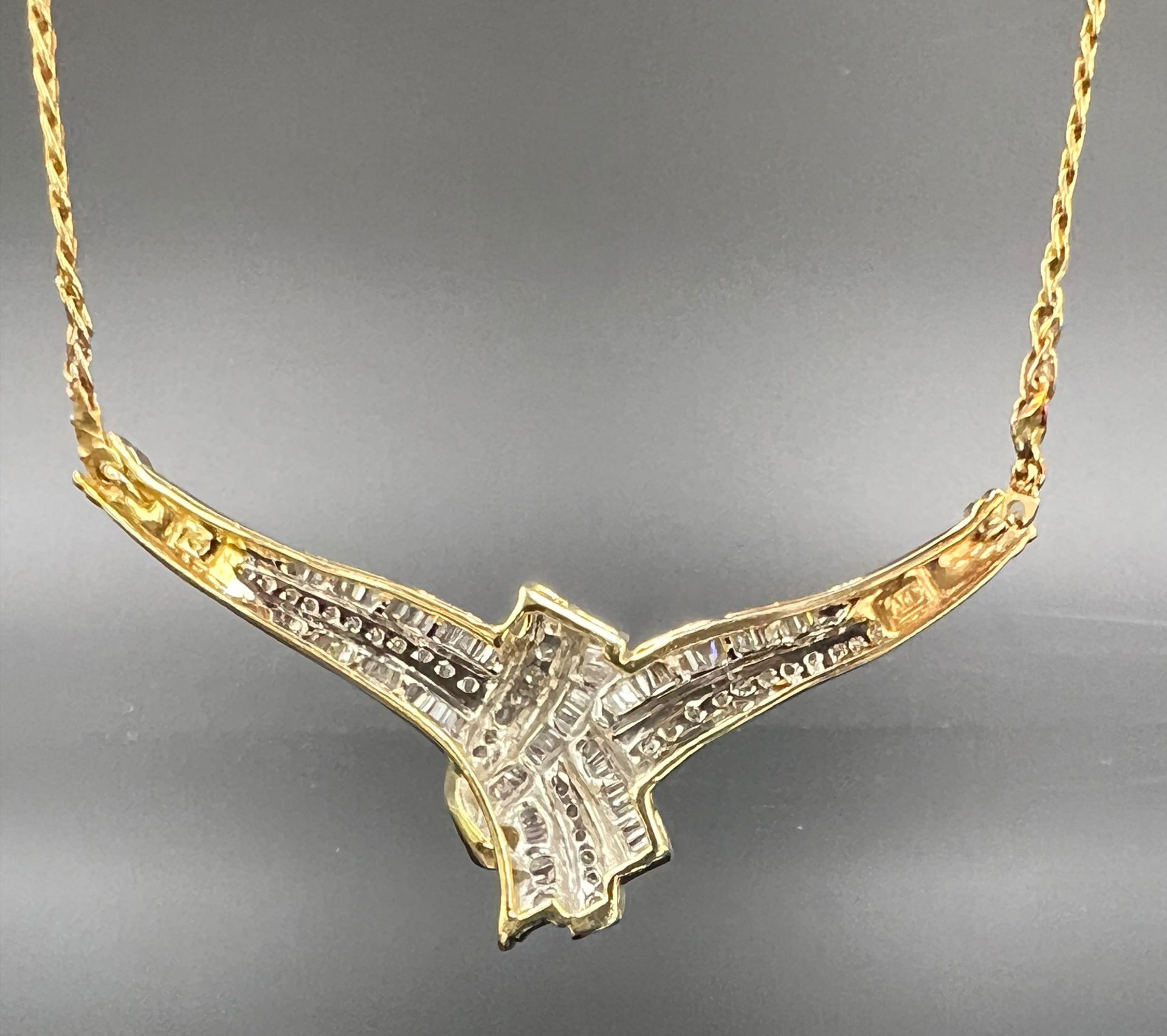 Necklace. 585 yellow gold and white gold with diamonds. - Image 4 of 10
