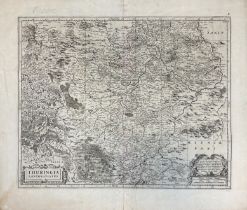 Henricus HONDIUS (XVII). Antike Karte. Thüringen. "Thuringia Landgraviatus".