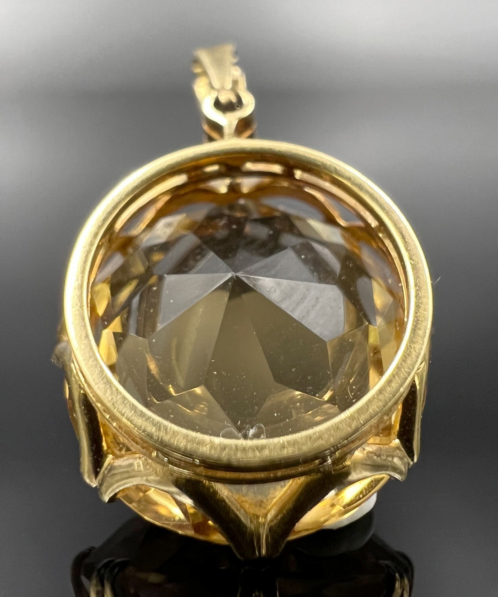 Pendant 750 yellow gold and white gold. 1 large citrine, a pearl and diamond chips. - Image 4 of 6
