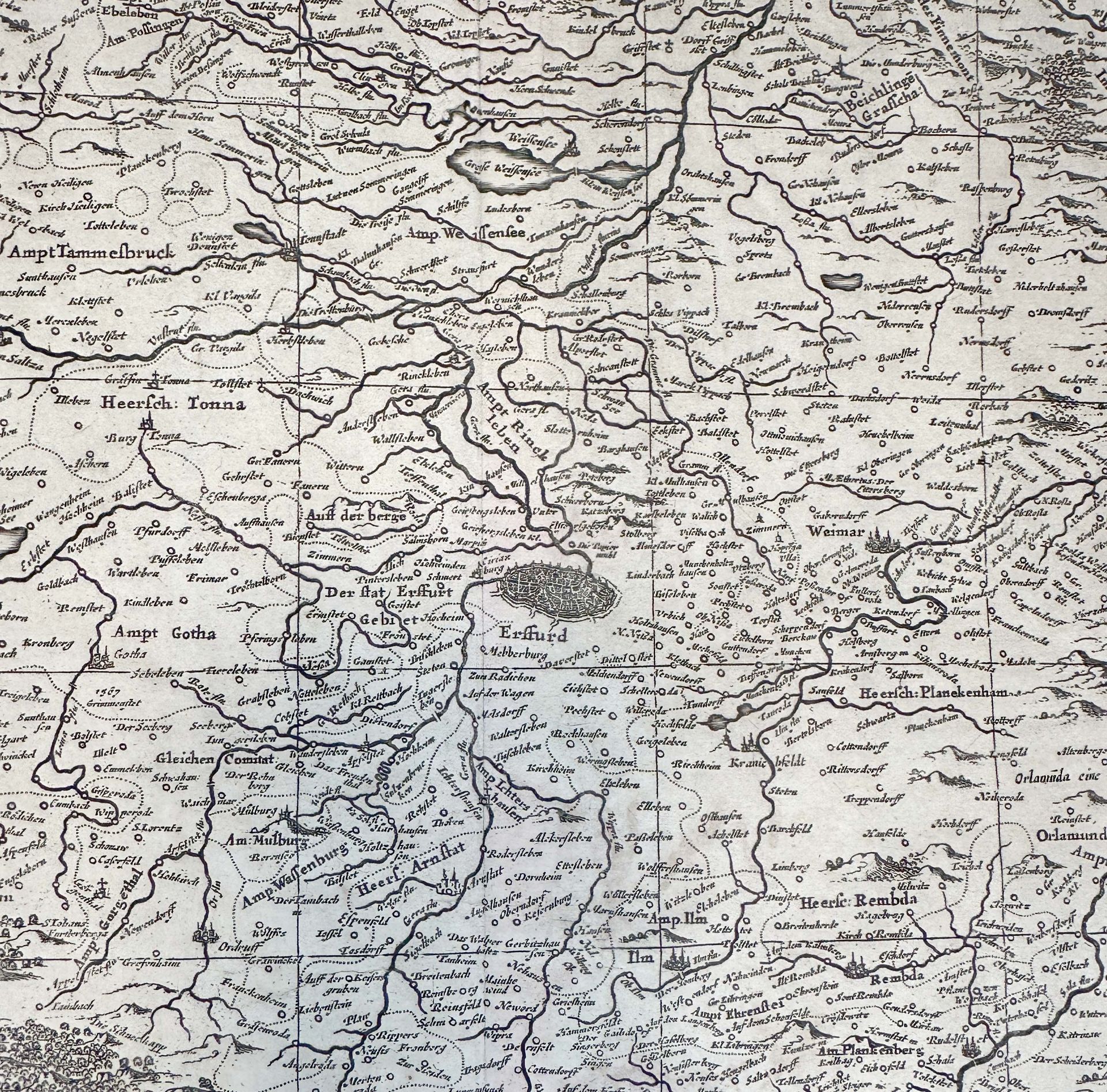 Henricus HONDIUS (XVII). Antique map. Thuringia. "Thuringia Landgraviatus". - Image 5 of 7
