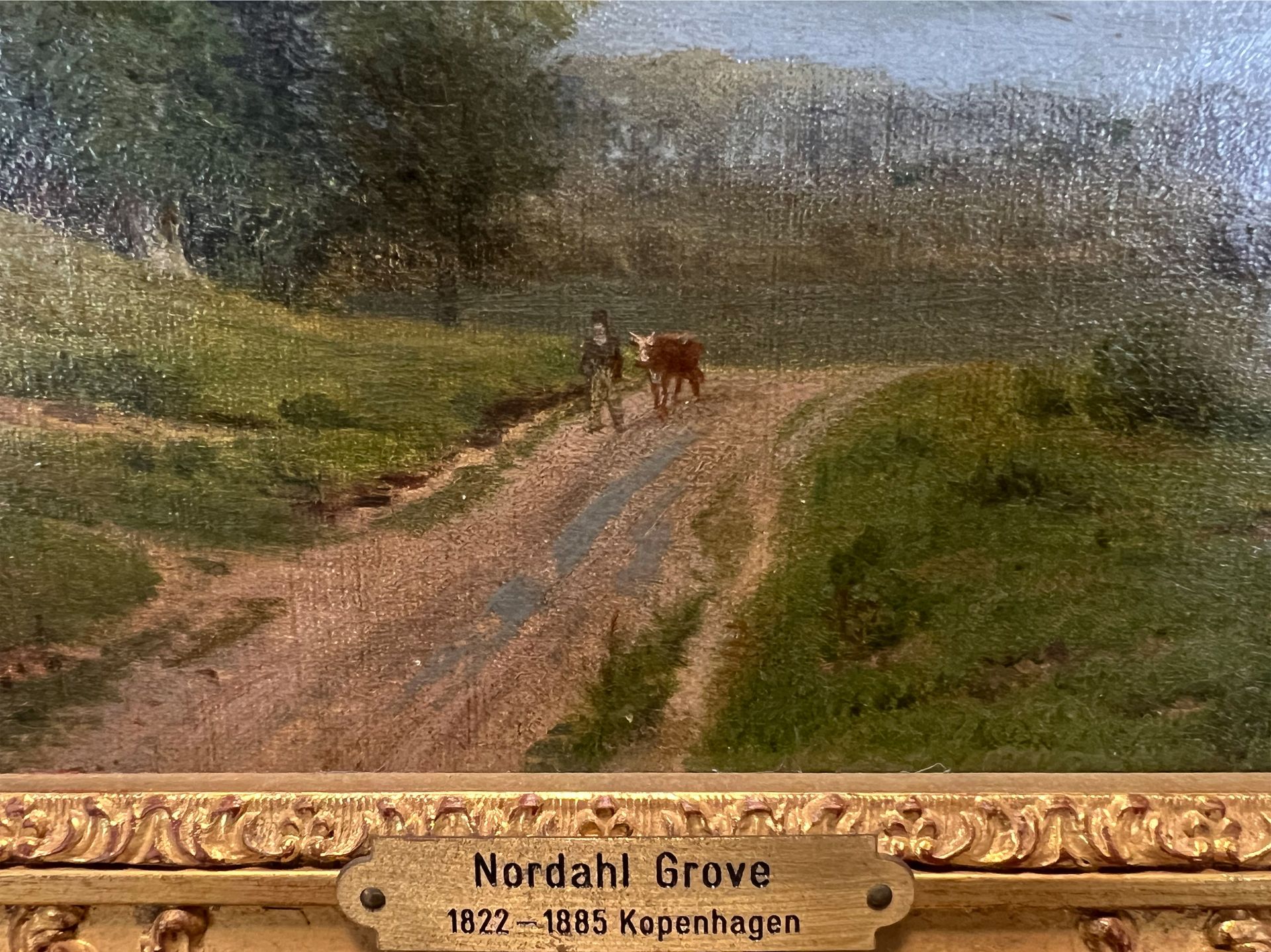 Nordahl GROVE (1822 - 1885). Stormy mood with farmer and cow. - Image 6 of 9