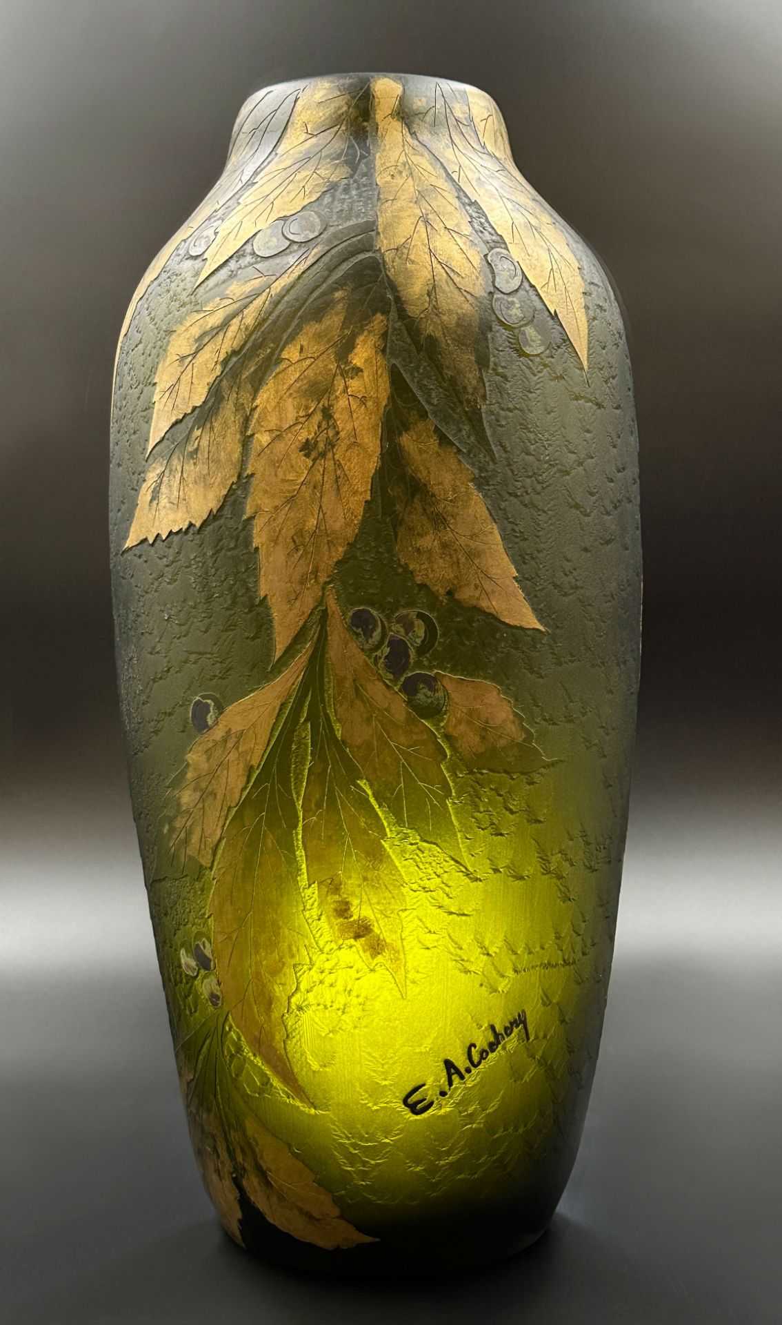Large egg-shaped vase. E.A. COCHERY. 20th century. - Image 5 of 9