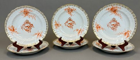 6 dinner plates. Emperor Wilhelm II Neuosier. KPM Berlin.