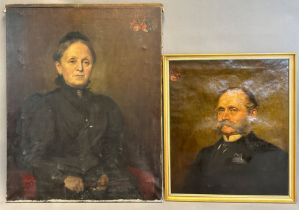E. HENSCHEL (XIX). 2 portraits. Married couple Heinrich v. Ledebur and Frieda, Baroness v. Gersdorff