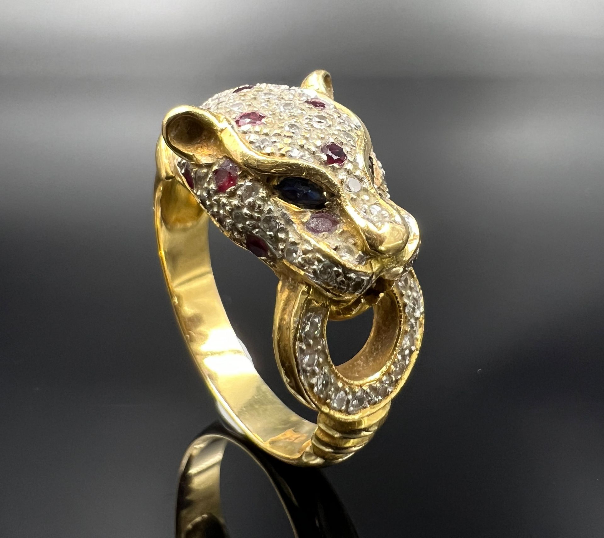 Ladies' ring "Cheetah". 750 yellow gold and white gold with gemstone setting. - Image 3 of 7