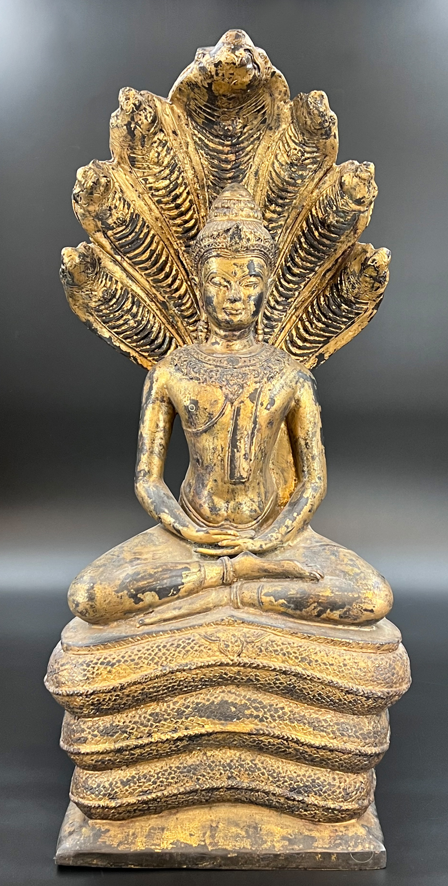 Naga Buddha. Bronze figure. Around 1900.