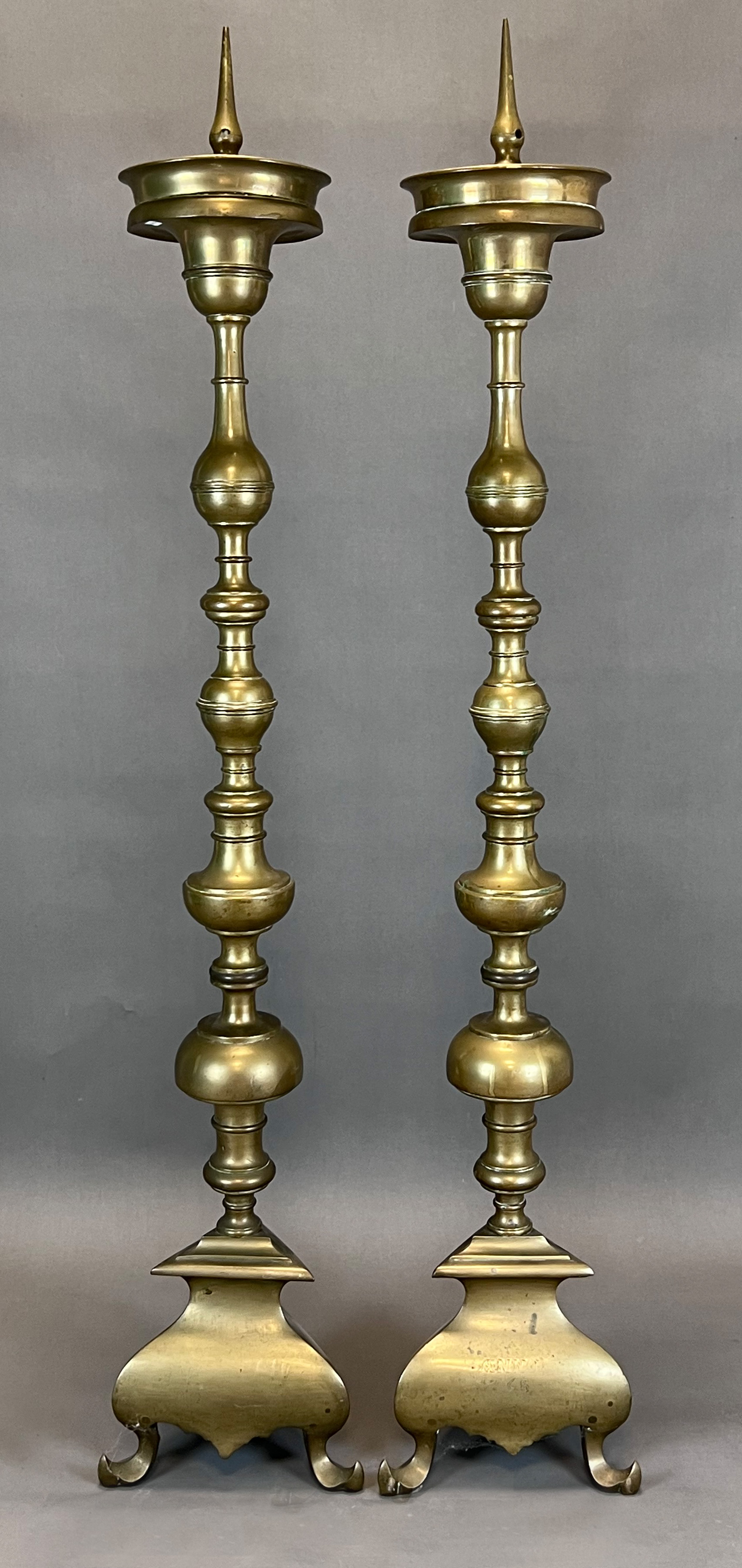 A pair of baroque altar candlesticks. Torches. Brass. - Image 3 of 13