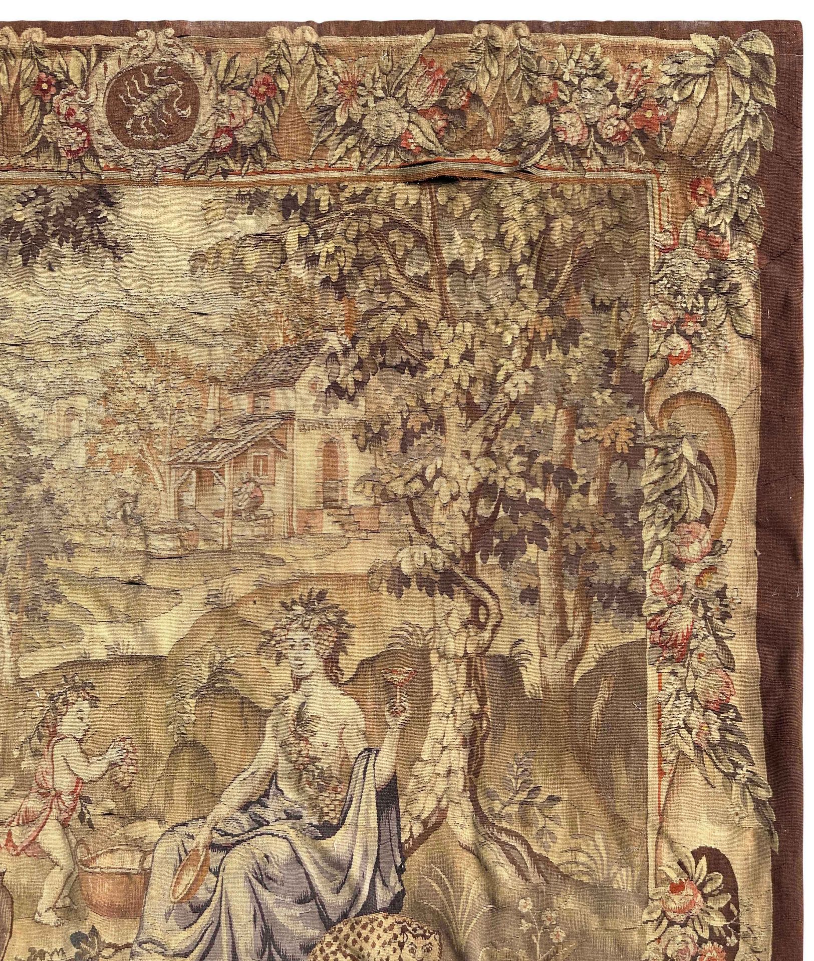 Tapestry. 19th century. Youthful Bacchus. - Image 5 of 12