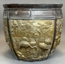 Bronze Übertopf. Cachepot. China. Anfang 20. Jahrhundert.