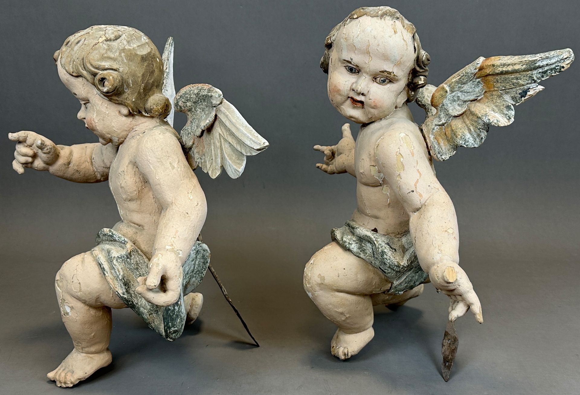 Two baroque putti. Wood. - Image 3 of 15
