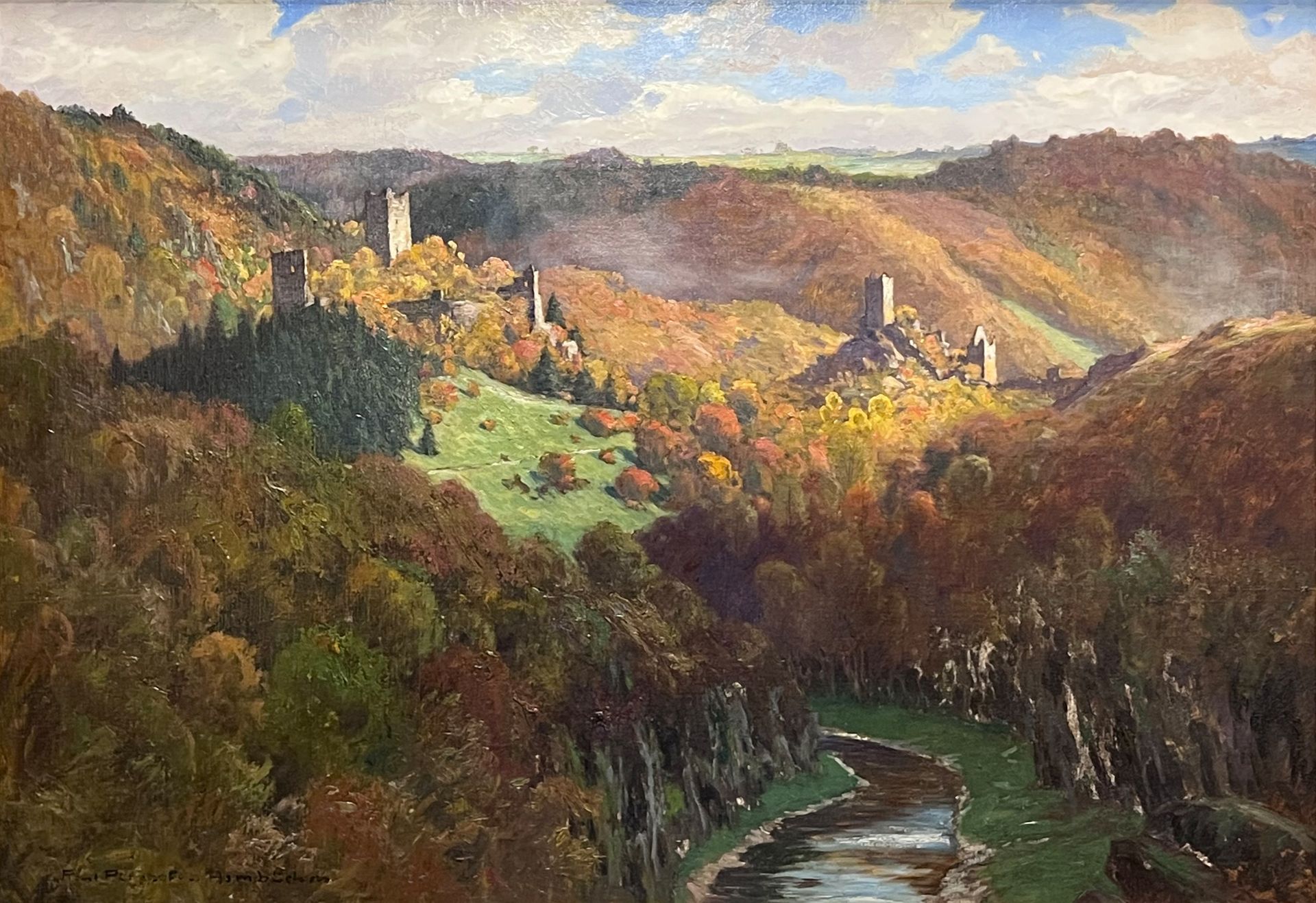 Paul PÜTZHOFEN-HAMBÜCHEN (1879 - 1939). View of the Manderscheid castles in the Eifel