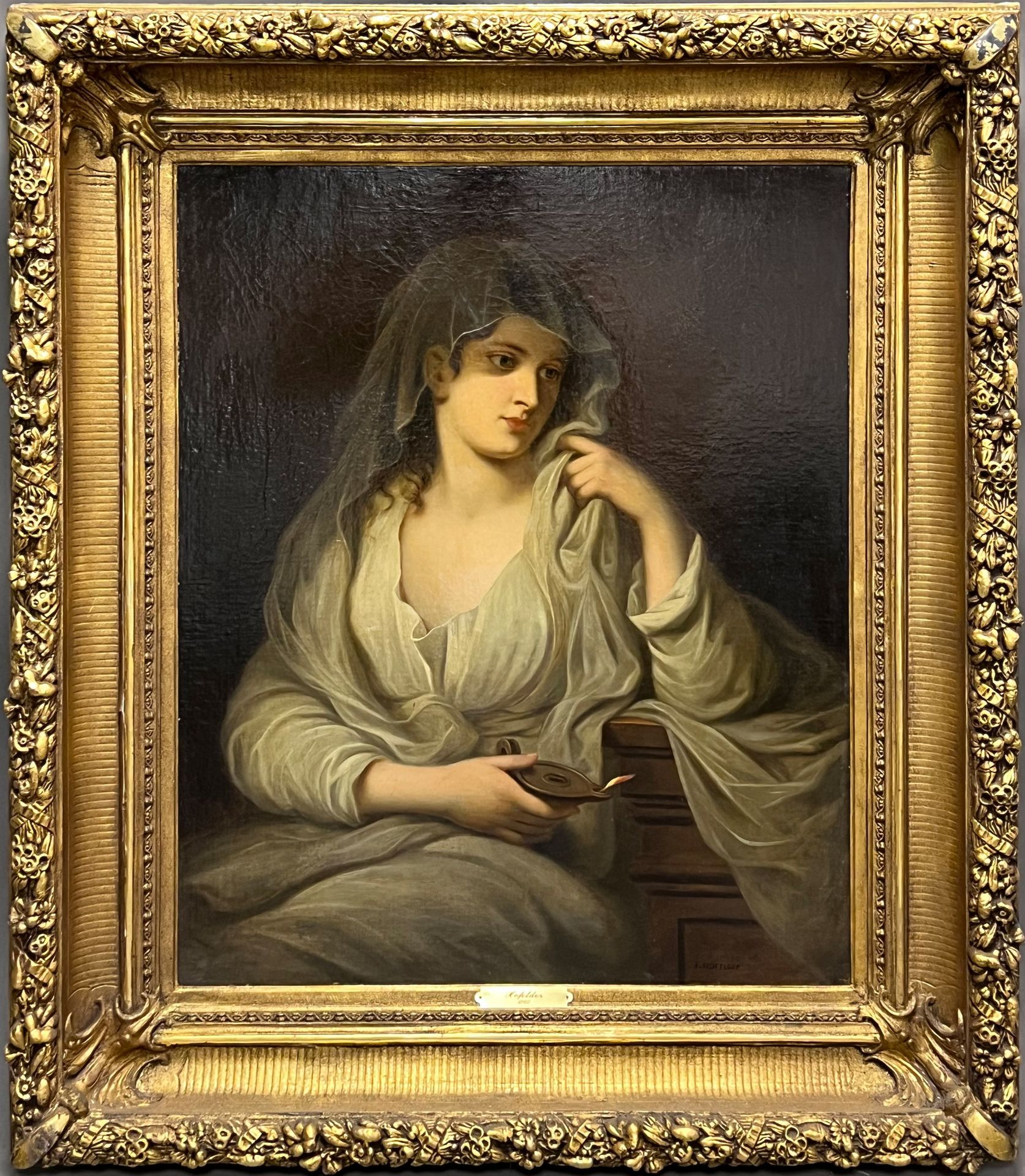 Friedrich HOLLFELDER (XIX - XX). Portrait of a lady as a vestal virgin. - Image 2 of 18
