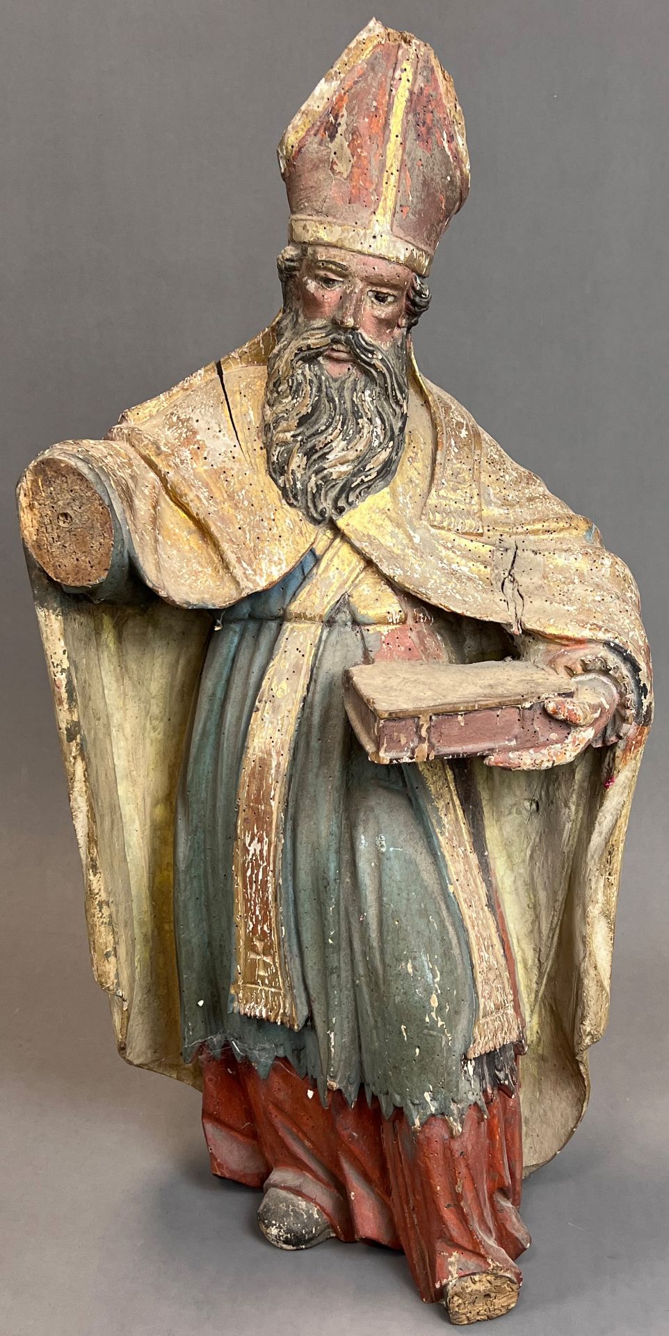 Wooden figure. Probably St Urban with a book. 17th century. Lower Rhine.