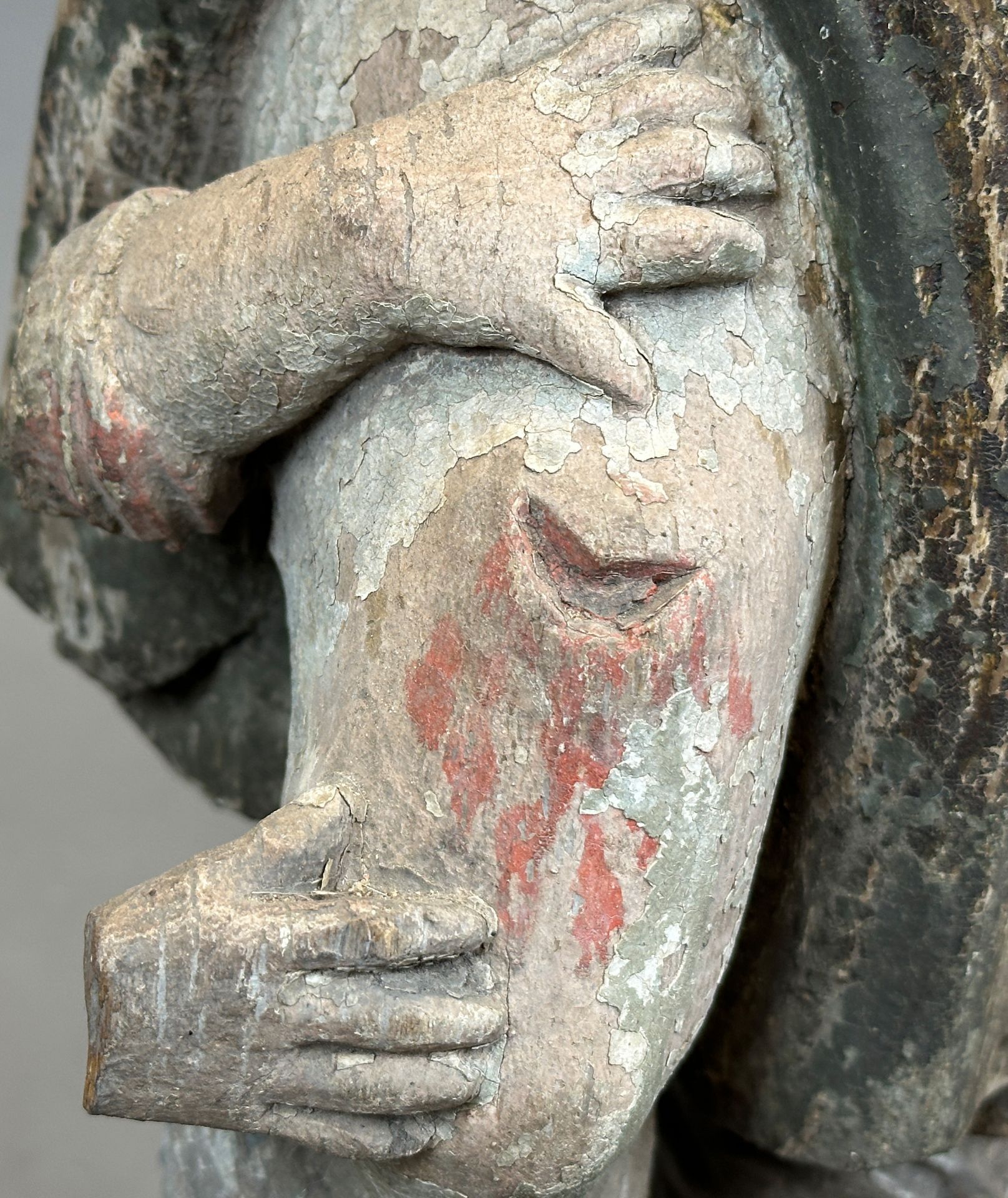 Wall figure. St Roch of Montpellier. Late Gothic. Around 1500. Ulm. - Image 10 of 11