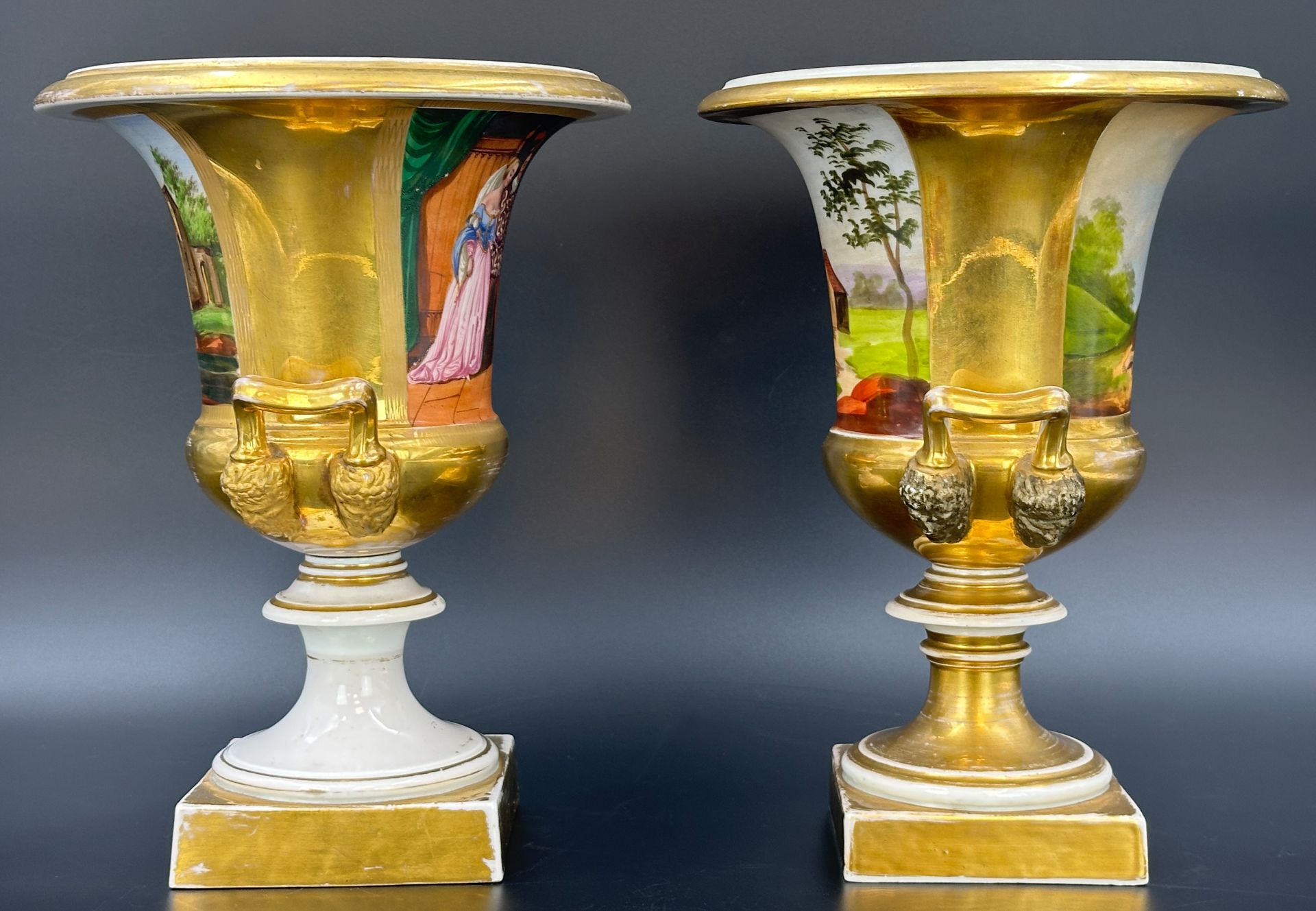 Pair of Empire krater vases. 19th century. - Image 4 of 18