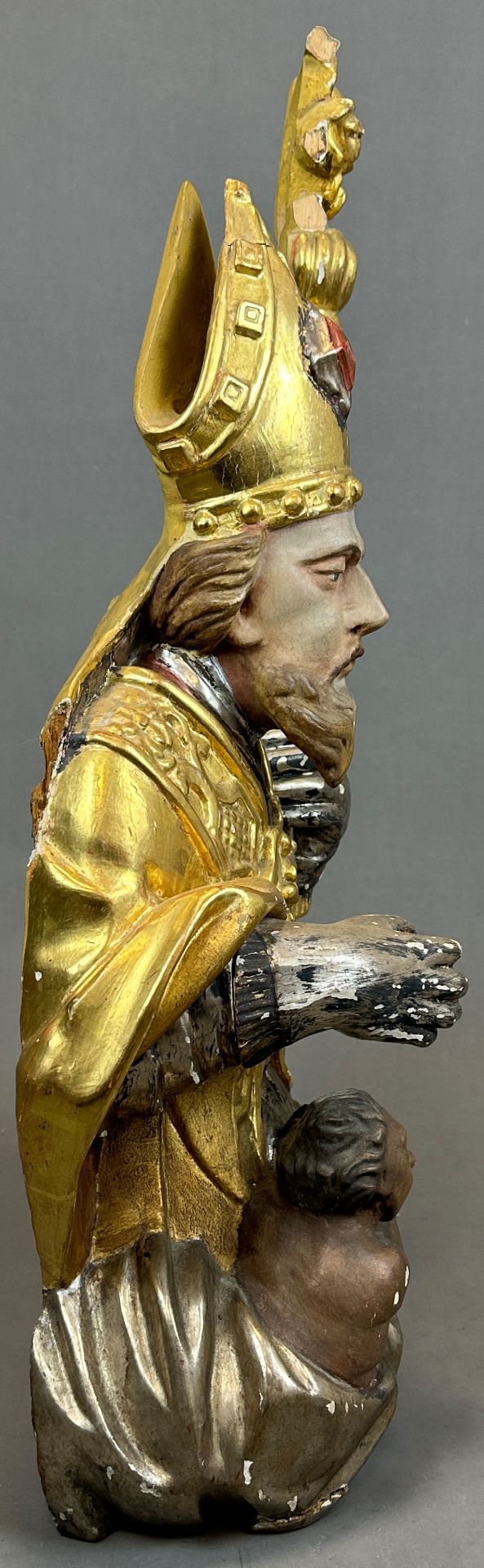 Wooden bust. Bishop. Late 18th century. Austria. - Image 4 of 10