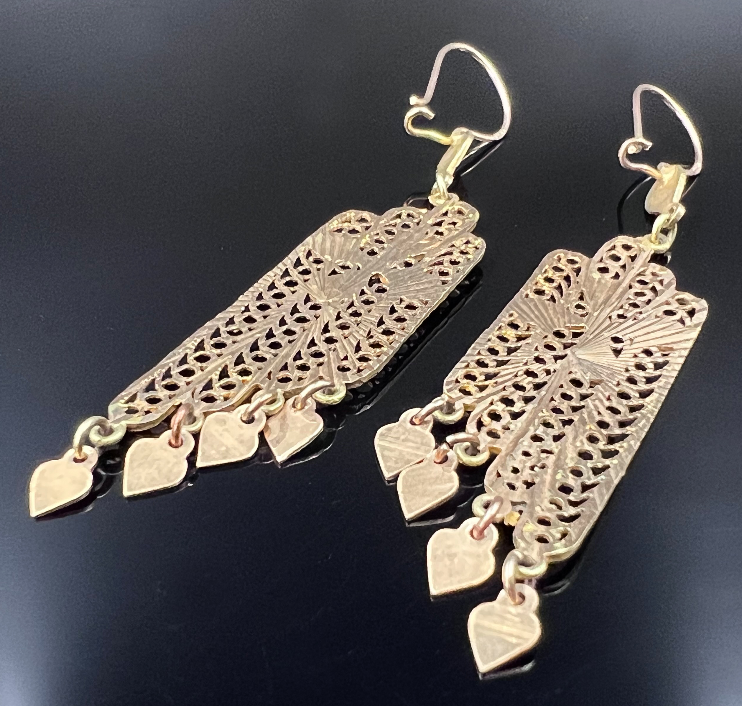 Pair of earrings. 585 yellow gold. - Image 3 of 5