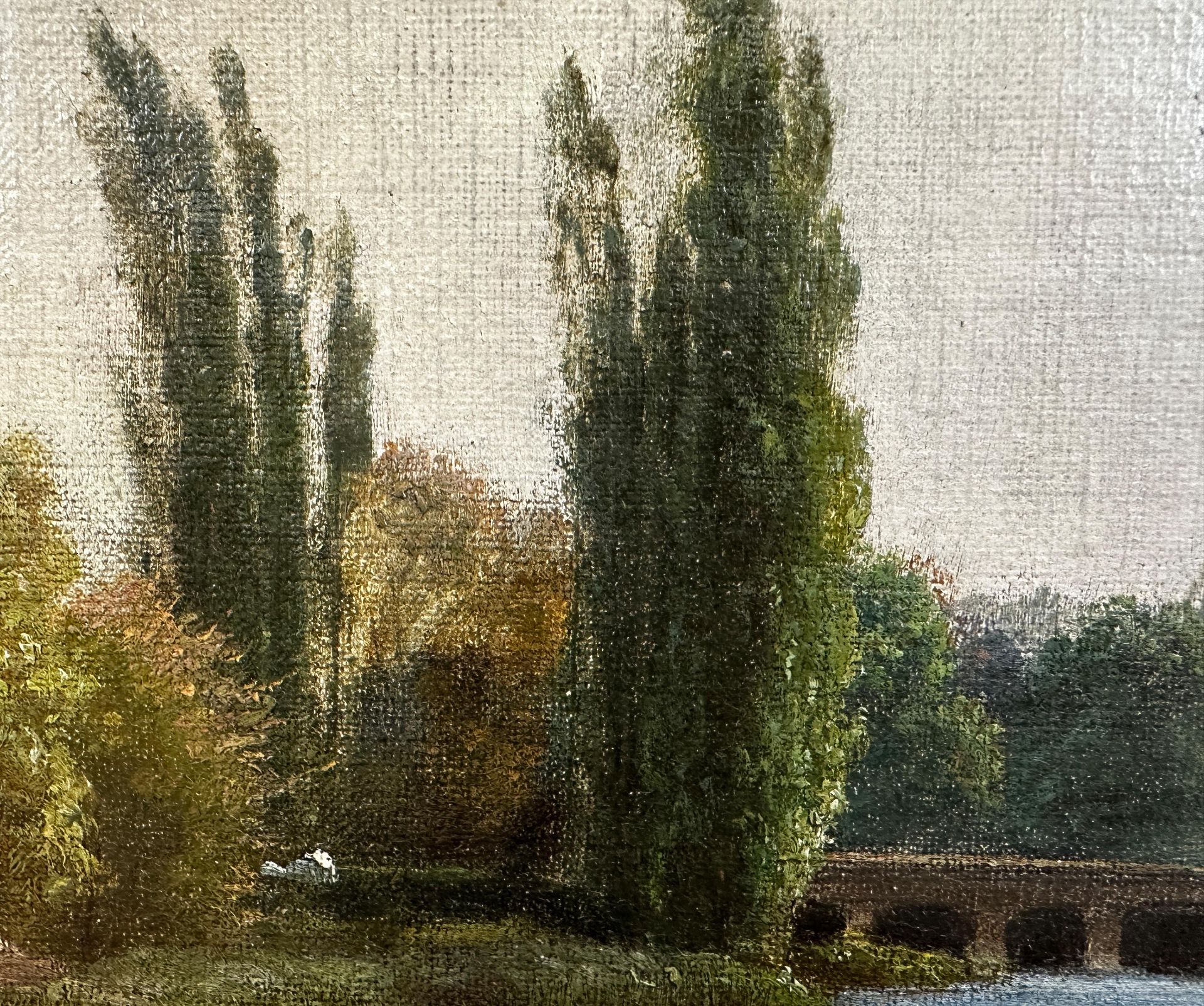 Emil Cordius ORTH (1833 - 1919) zugeschrieben. Flusslandschaft mit Brücke und Mühle. - Bild 9 aus 13