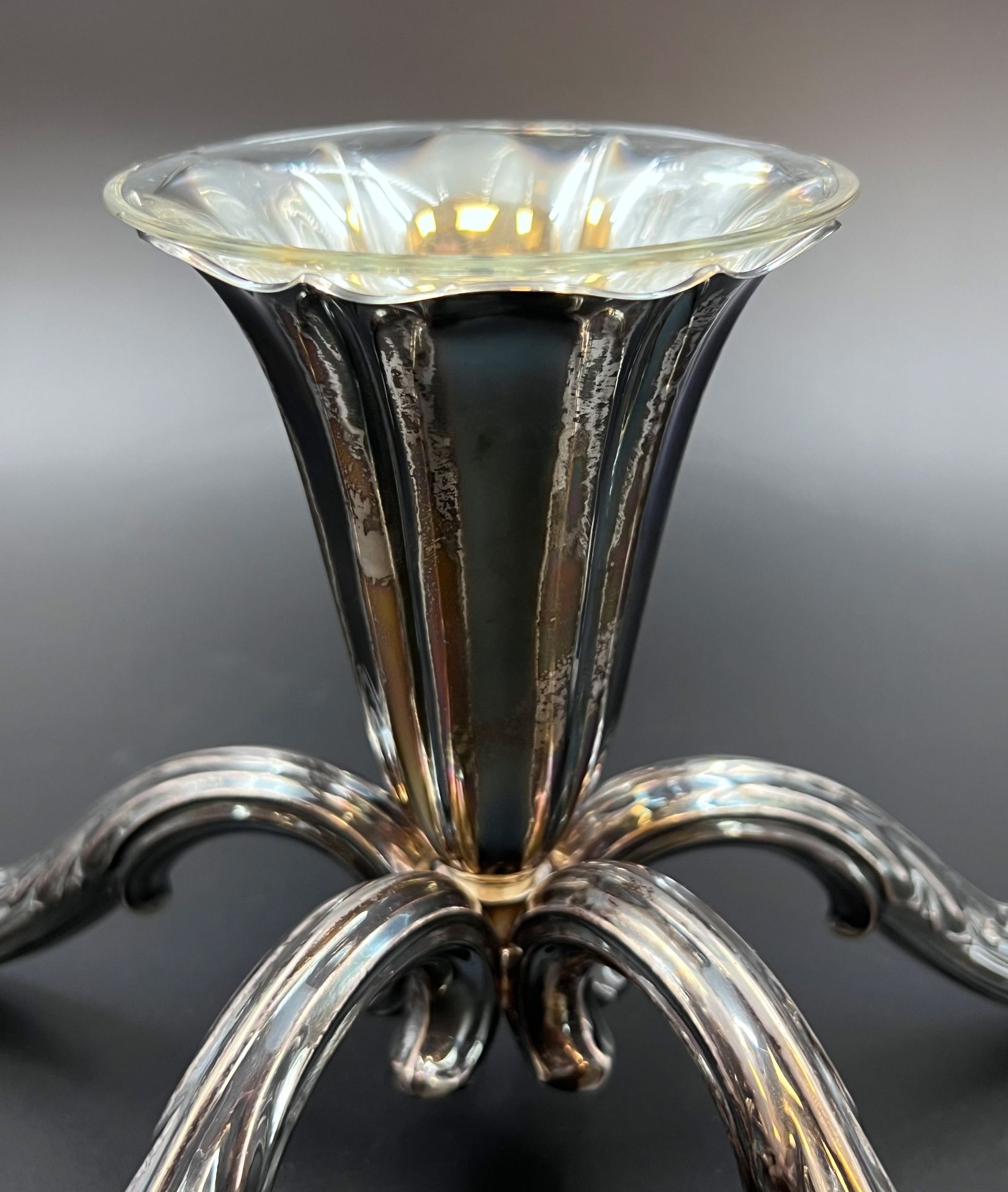 5-flame candlestick. 835 silver. Probably 1st half of the 20th century. - Image 4 of 10