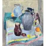 Jean TIMMERMANS (1899 - 1986). Still life with jugs and fruit. Dated 1954.