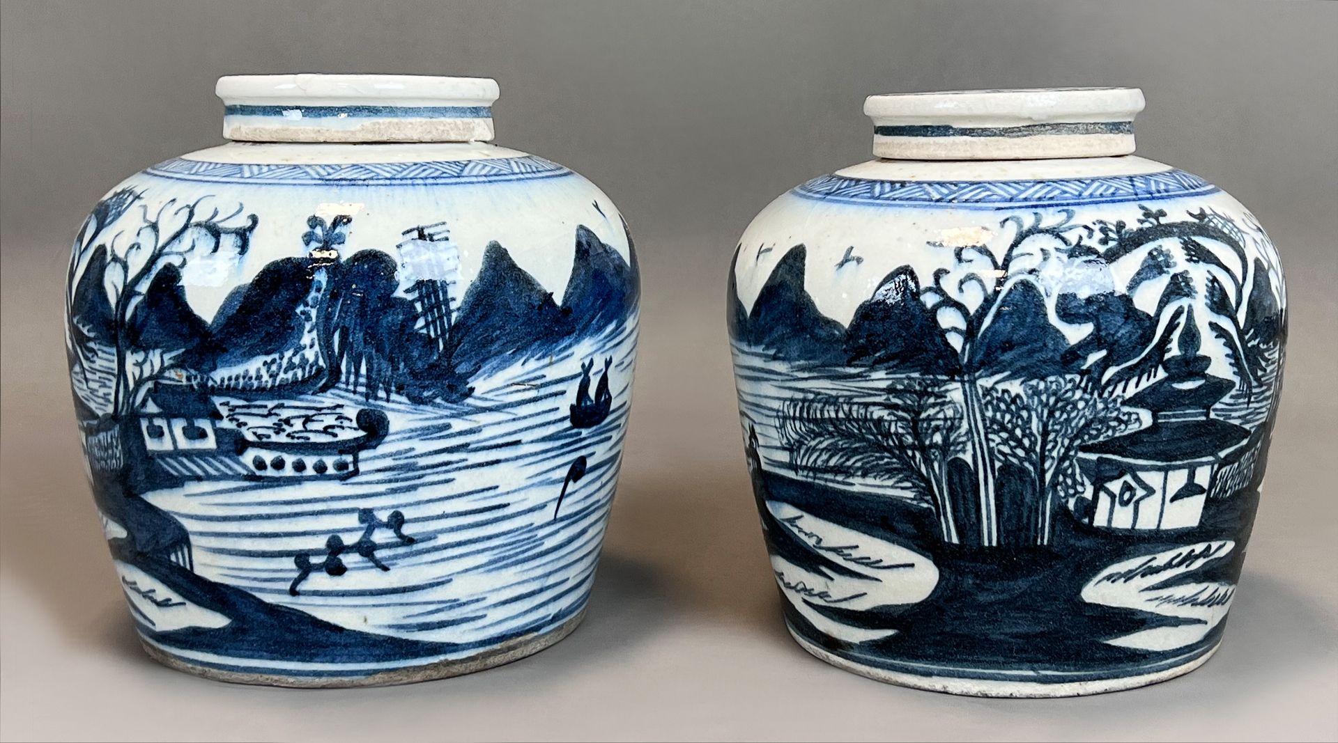 Two large ginger pots. China. 19th century.