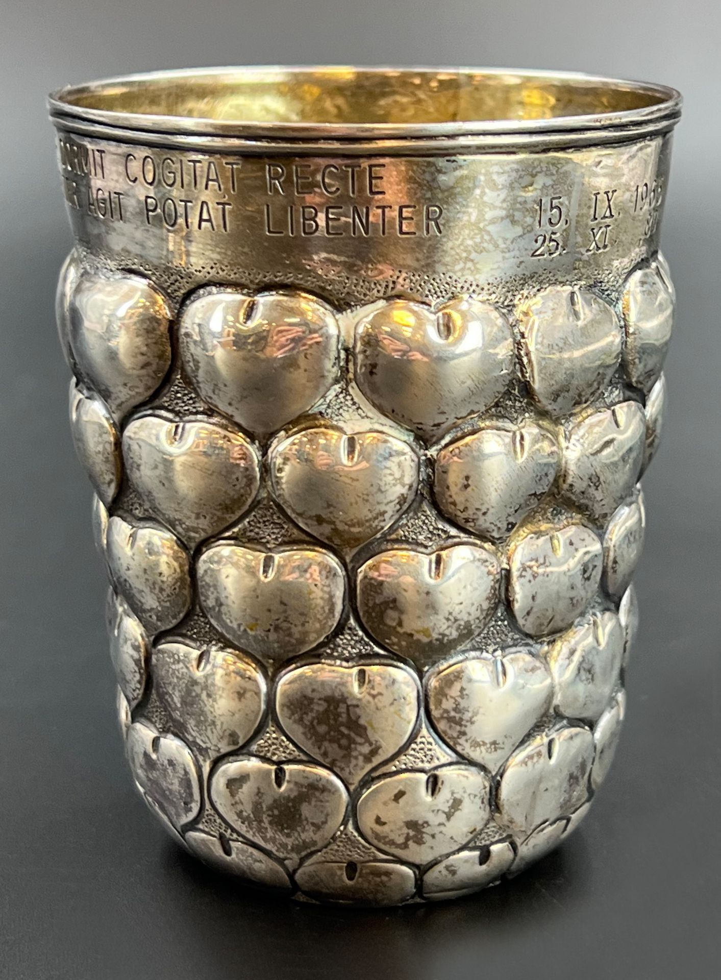 Antique heart-shaped cup. 13 lot silver. Neresheim Hanau. Around 1900. - Image 2 of 11