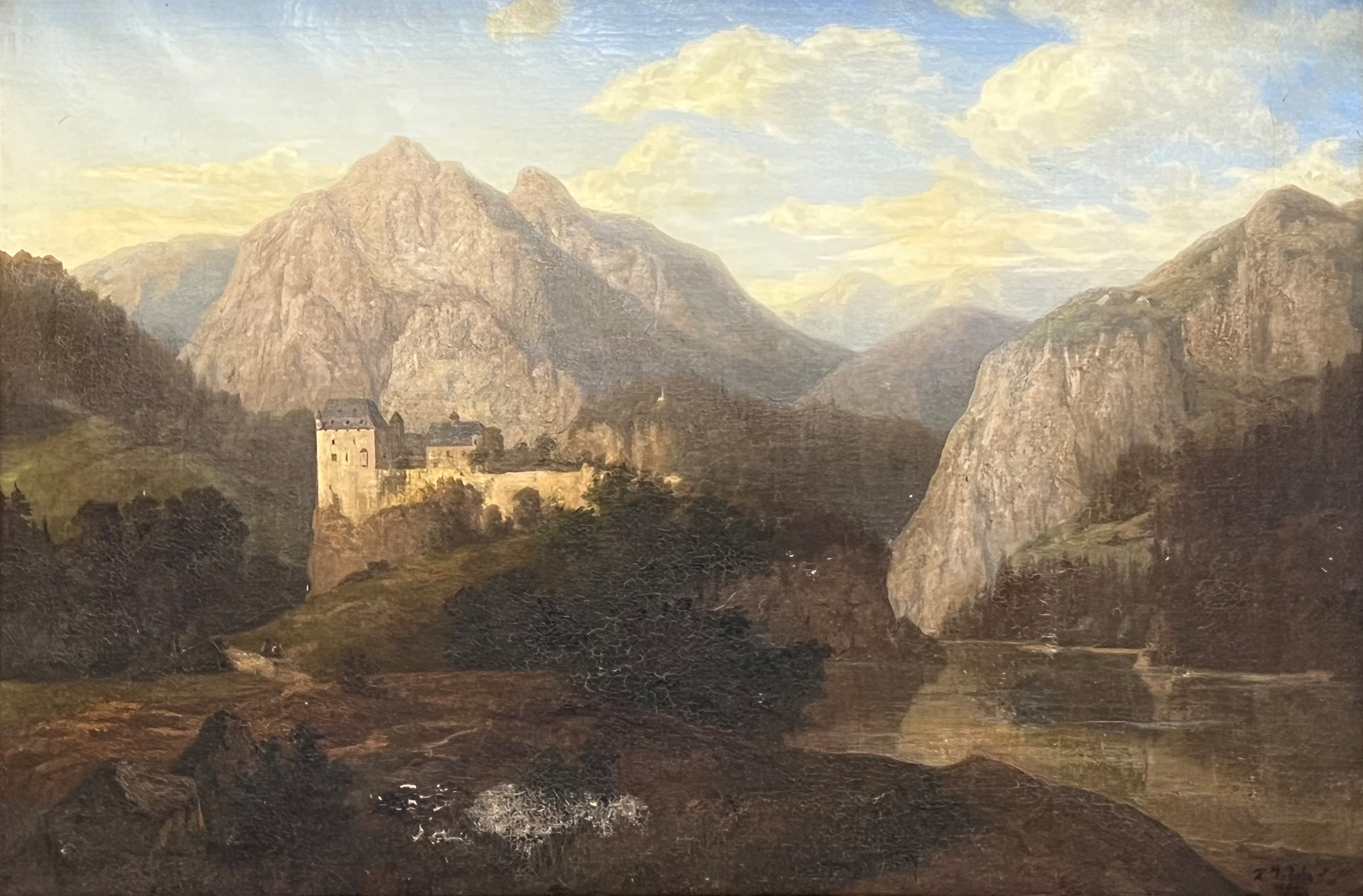 Hugo Eduard VOLCKERT (act.c.1860 - c.1870). View of Rhäzüns Castle near Chur. Dated 1866.