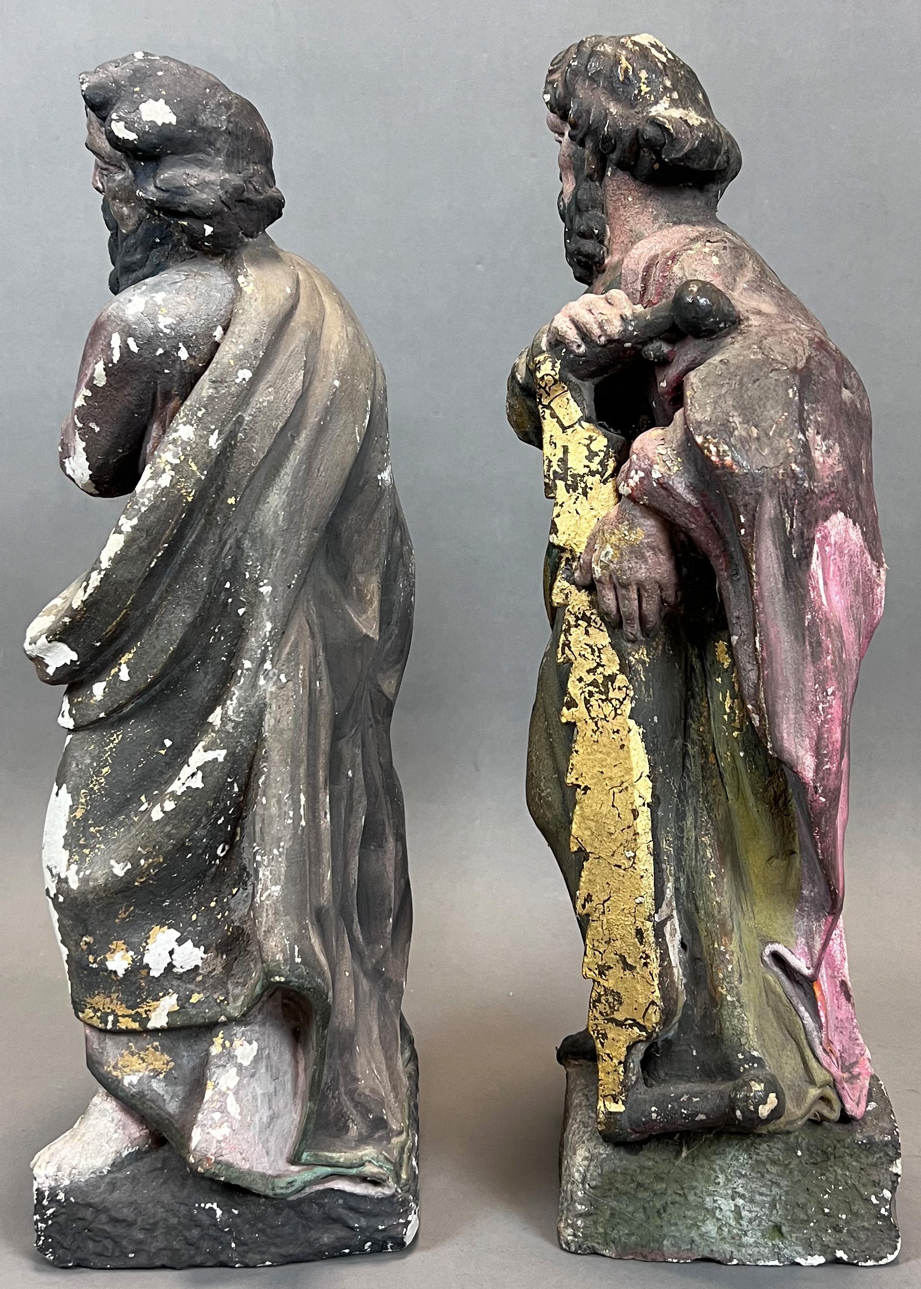 2 stone figures. Saint with saw and lance. 1st half of the 19th century. - Image 2 of 11