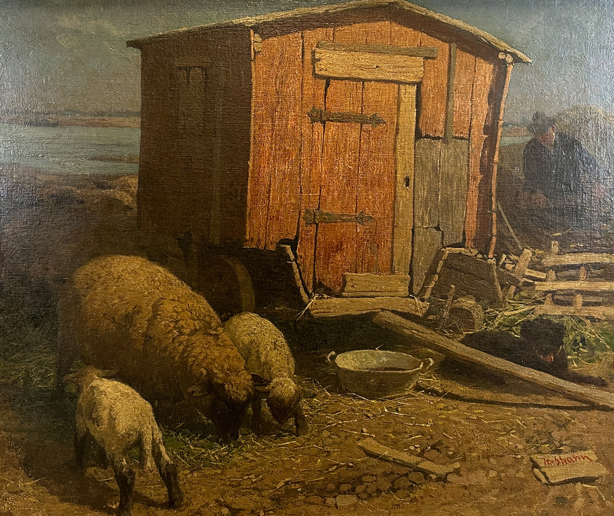 Peter Josef STRAHN (1904 - 1997). Farmer with sheep.