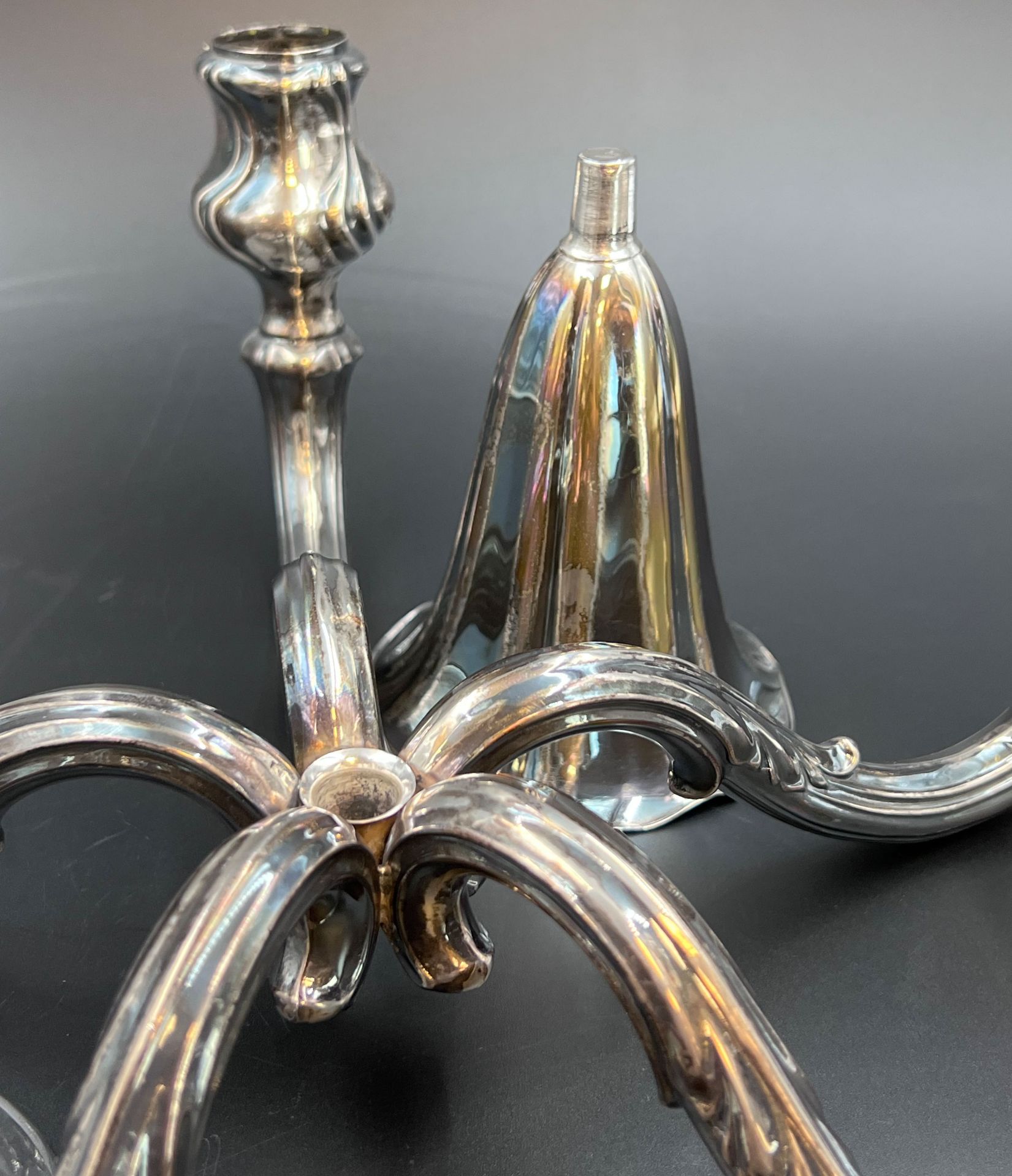 5-flame candlestick. 835 silver. Probably 1st half of the 20th century. - Image 6 of 10