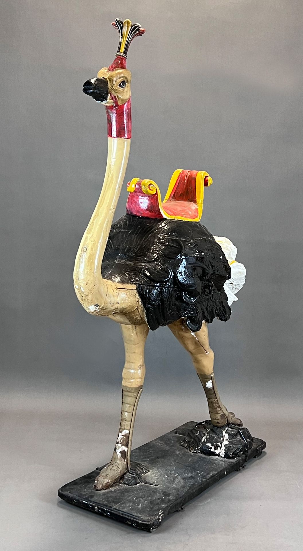 Large wooden figure. Ostrich with saddle. Early 19th century.