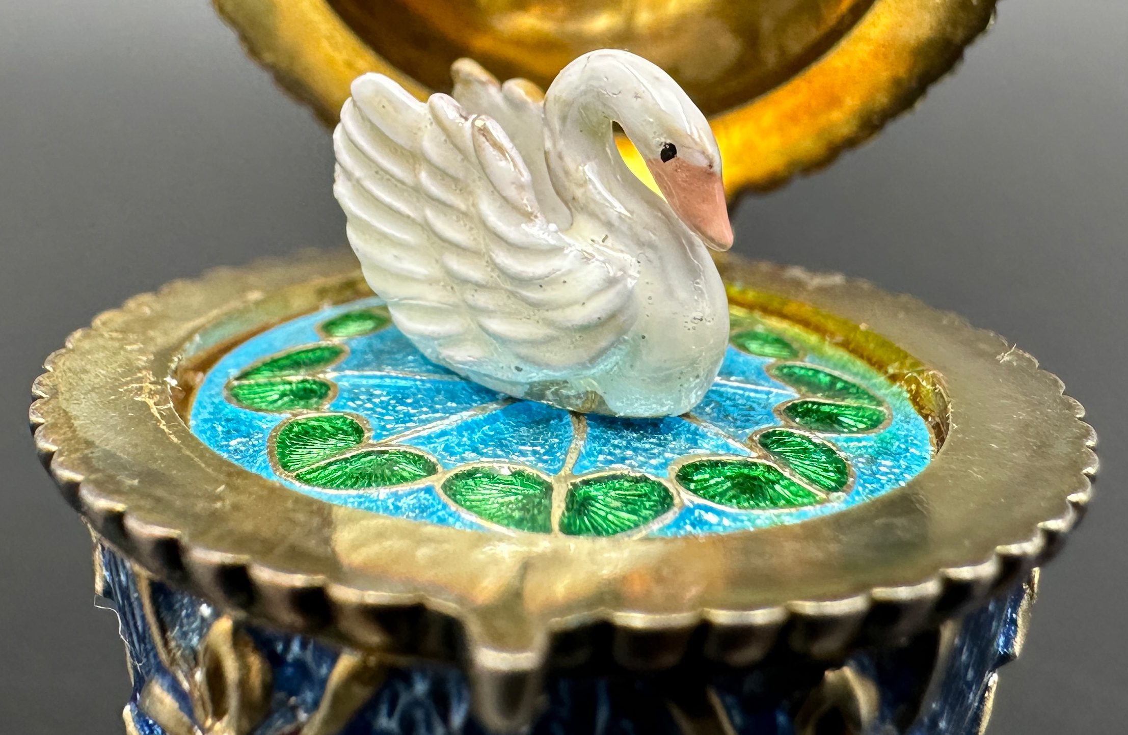 Ornamental Egg with miniature swan. 84 Zolotniki. Saint-Petersburg. Russia. 19th century. - Image 8 of 11