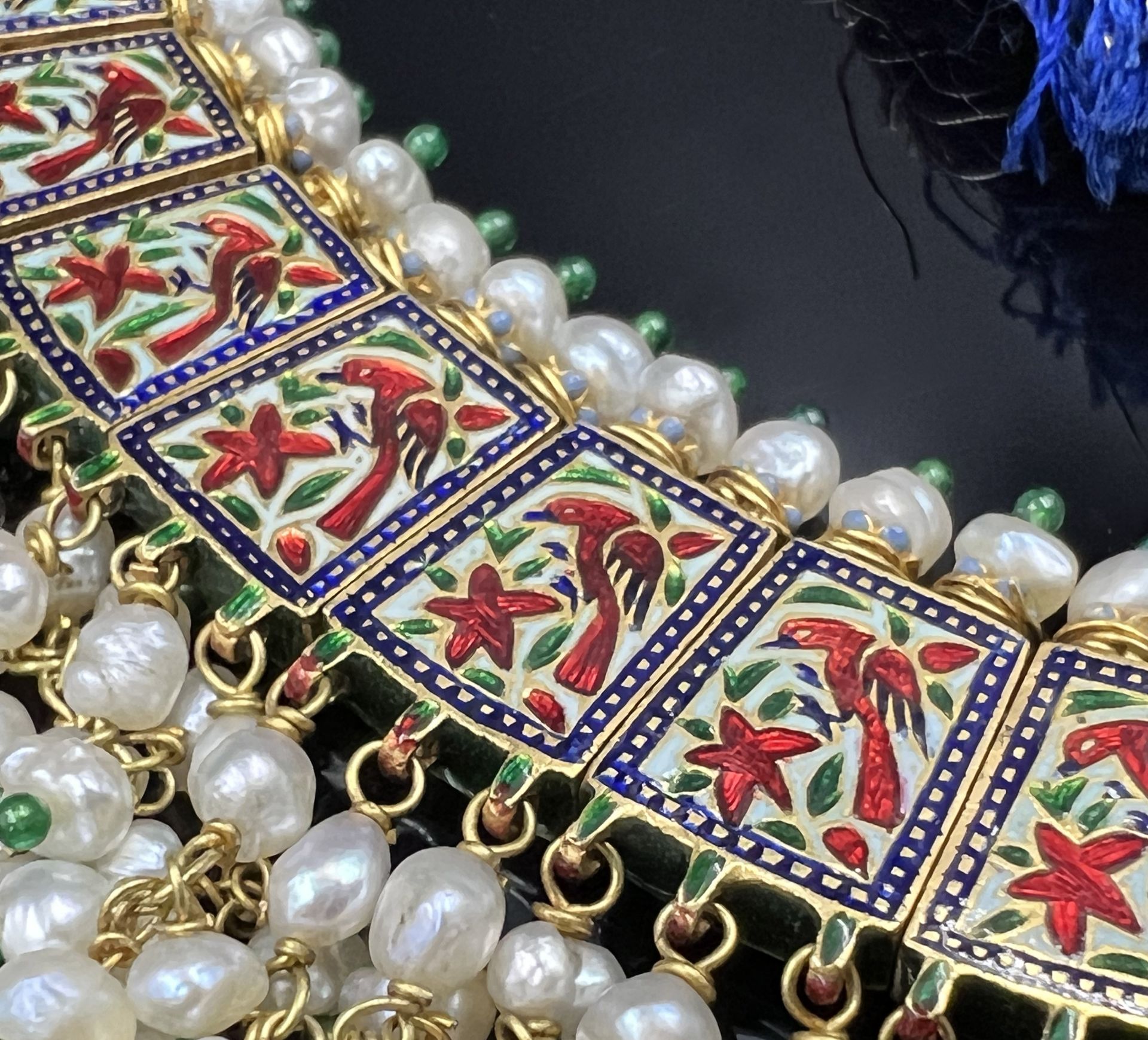 Necklace. 750 yellow gold with diamonds and pearls. Persia. - Image 15 of 16